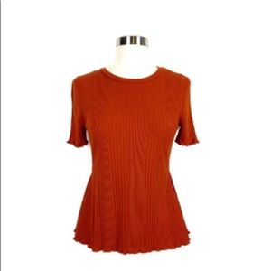 Joie Ribbed Flounce Top S